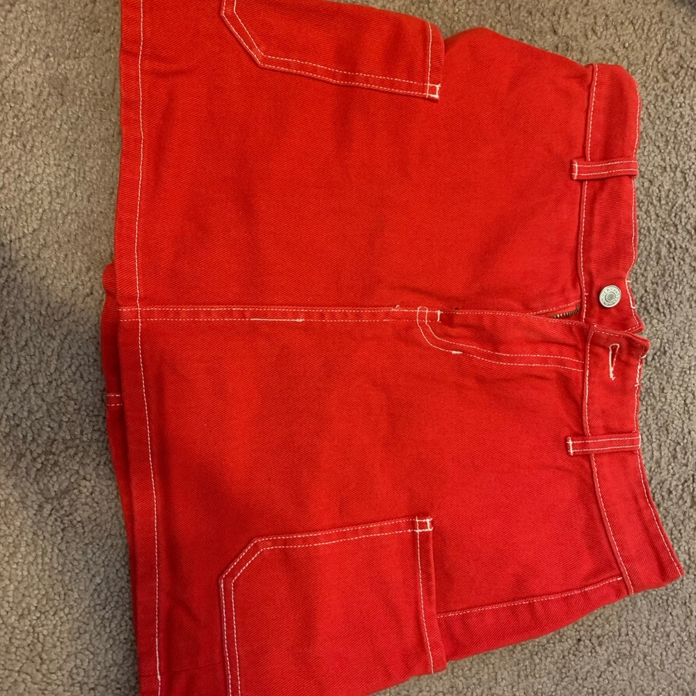 PacSun red contrast stitch skirt
